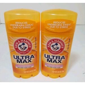 2 PACK Arm &:Hammer Ultra Max Solid Powder Fresh Antiperspirant Deodorant 2.6 Oz